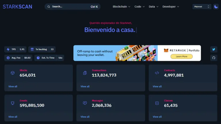 Explora datos en tiempo real de StarkNet con Starkscan