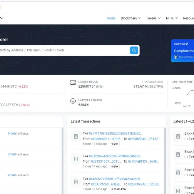 Explora la red Arbitrum con Arbiscan.io