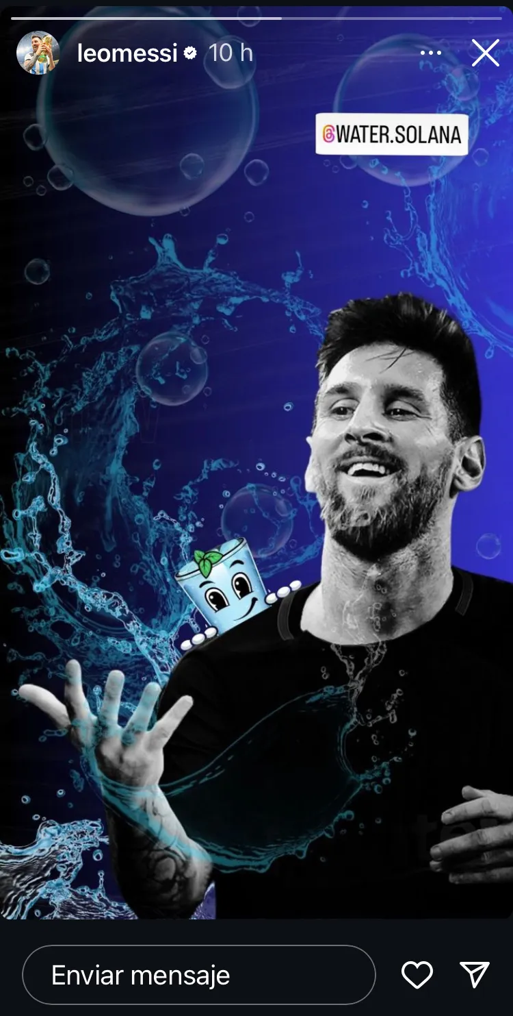 Messi y el &#8216;Water&#8217; de la fortuna: La publicidad de la memecoin