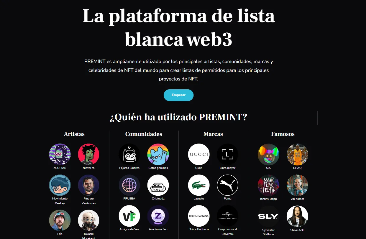 PREMINT.xyz: Plataforma Web3 para Crear Listas de Permitidos